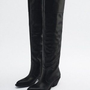 ZARA LEATHER COWBOY BOOTS SIZE 6.5 ,8 US